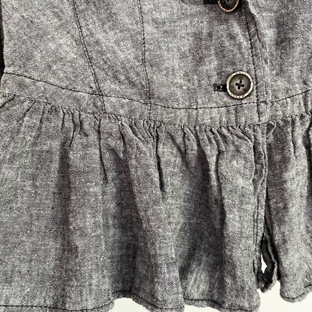 Free People Gray Ruffle Blazer Jacket Small - Picture 8 of 14